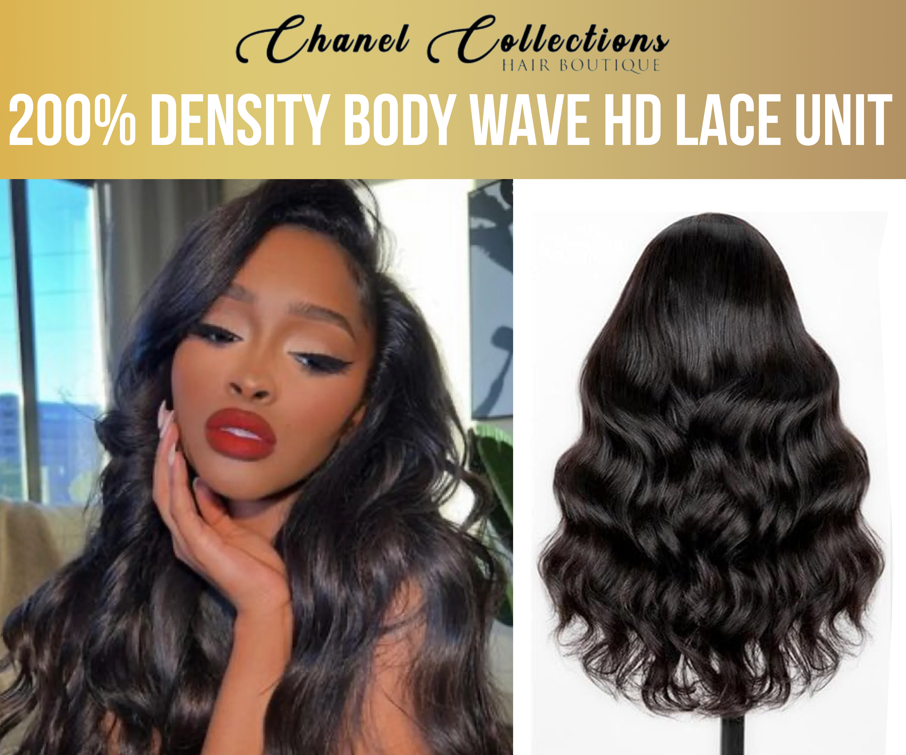 200% Density Body Wave HD Lace Unit